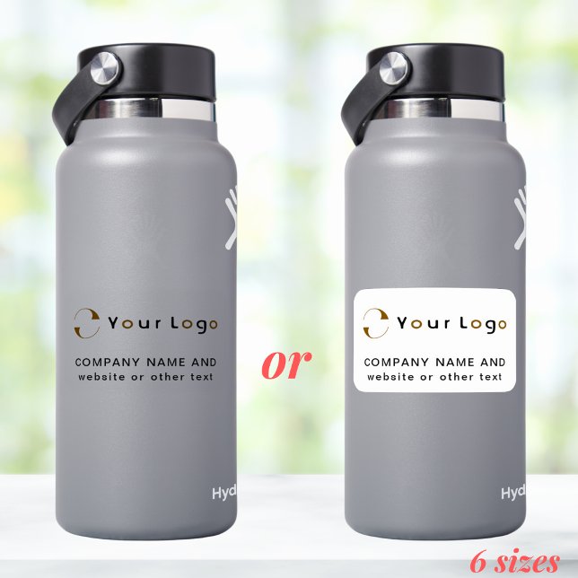 Logo Text on Vinyl Rectangle Business Water Bottle Sticker (Creator Uploaded)