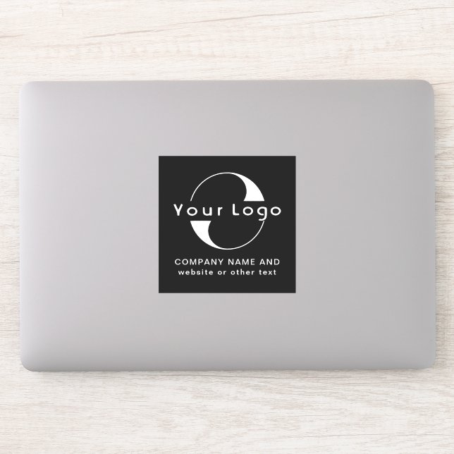 Logo & Text on Vinyl square Business Laptop Black  Sticker (Computer)