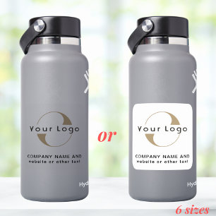 Logo + Text on Vinyl Square, Business Water Bottle Sticker