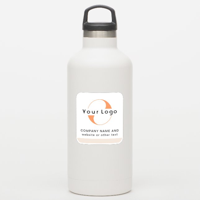 Logo & Text on Vinyl square Water Bottle Business Sticker (Waterbottle)