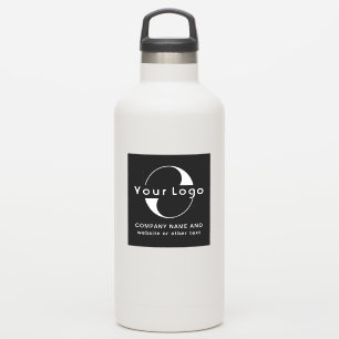 Logo & Text on Vinyl square Water Bottle Business  Sticker