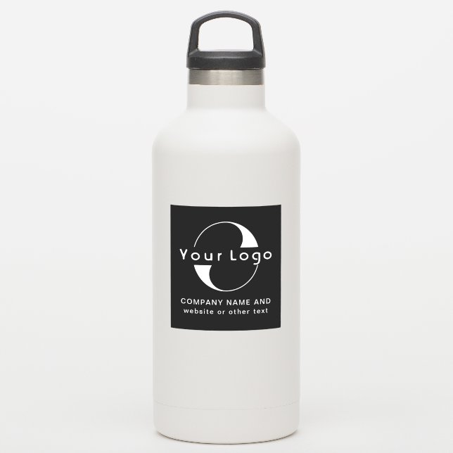 Logo & Text on Vinyl square Water Bottle Business  Sticker (Waterbottle)