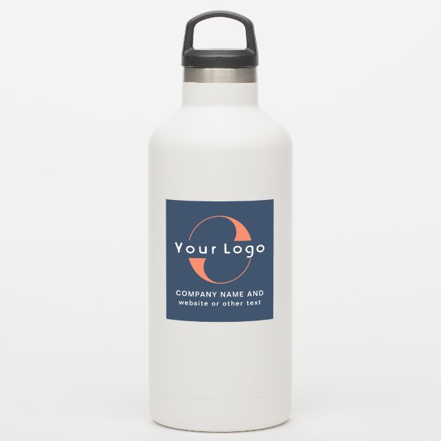 Logo & Text on Vinyl square Water Bottle Business Sticker (Waterbottle)