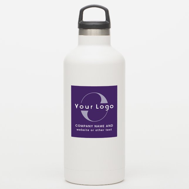 Logo & Text on Vinyl square Water Bottle Business Sticker (Waterbottle)