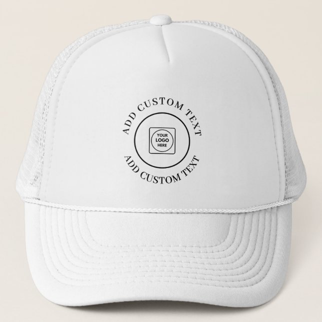 Logo Text Promotional Branded Business Design Trucker Hat (Front)