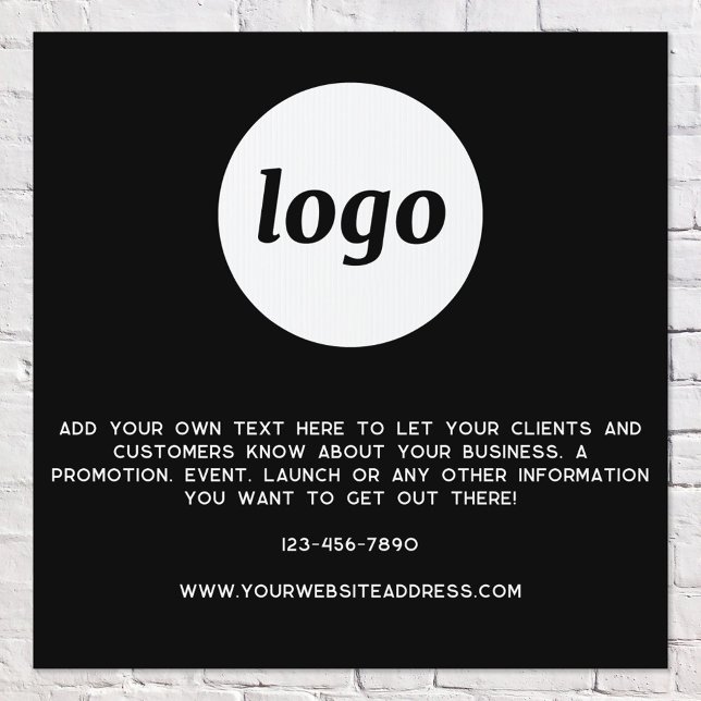 Logo Text Promotional Business Black Sign (Logo with custom text and QR code business promotional branding double sided outdoor sign)
