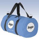 Logo Text Promotional Business Blue Duffle Bag<br><div class="desc">Add your own logo and custom text to this design.  Your company name,  slogan,  website or phone number.  Minimalist and professional.  Great for a promotional product for your employees,  staff,  clients and customers. Ideal for trade shows,  travel,  corporate or sporting events and giveaways. For other versions,  see the collection.</div>