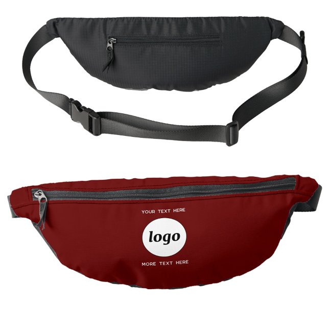 Logo Text Promotional Business Branding Burgundy Fanny Pack (Simple logo with custom text business branding promotional burgundy red fanny pack)