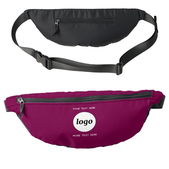 Logo Text Promotional Business Branding Magenta Fanny Pack (Simple logo with custom text business branding promotional fanny pack)