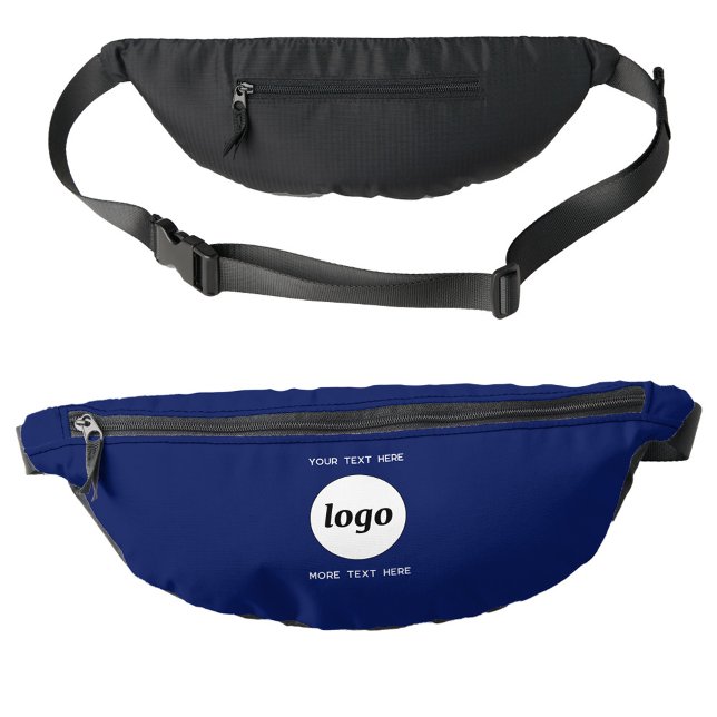 Logo Text Promotional Business Branding Navy Blue Fanny Pack (Logo with text business branding promotional navy blue  fanny pack)
