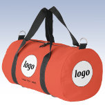Logo Text Promotional Business Orange Duffle Bag<br><div class="desc">Add your own logo and custom text to this design.  Your company name,  slogan,  website or phone number.  Minimalist and professional.  Great for a promotional product for your employees,  staff,  clients and customers. Ideal for trade shows,  travel,  corporate or sporting events and giveaways. For other versions,  see the collection.</div>