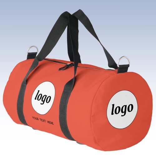 Logo Text Promotional Business Orange Duffle Bag