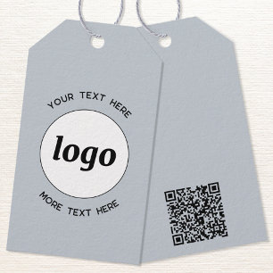 Logo Text QR Code Blue Business Price or  Gift Tags