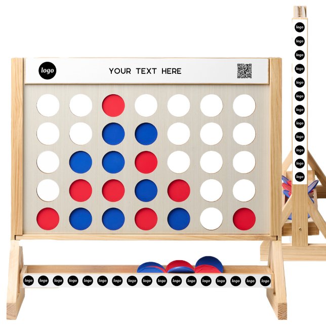 Logo Text QR Code Business Promotional Fast Four (Logo custom text and QR code business promotional giant Tic Tac Toe game, ideal for waiting areas)