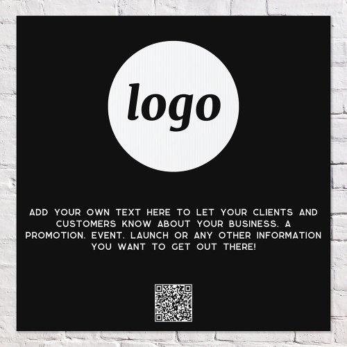 Logo Text QR Code Promotional Business Black Sign