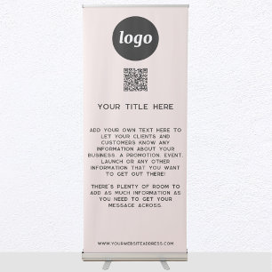 Logo Text QR Code Promotional Business Blush Pink Retractable Banner