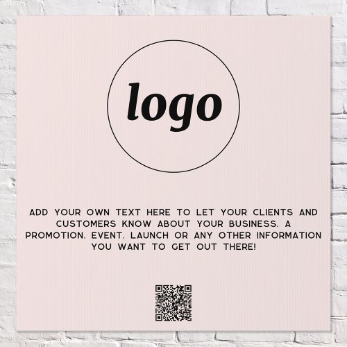 Logo Text QR Code Promotional Business Blush Pink Sign