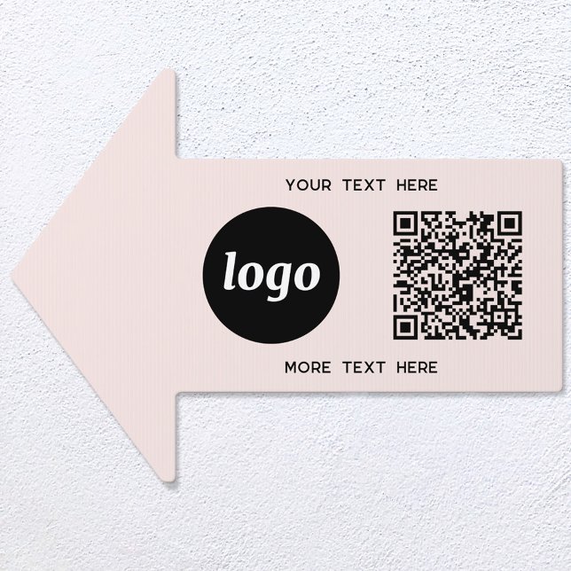 Logo Text QR Code Promotional Business Direction Sign (Simple logo with QR code and custom text business promotional branding arrow direction sign)