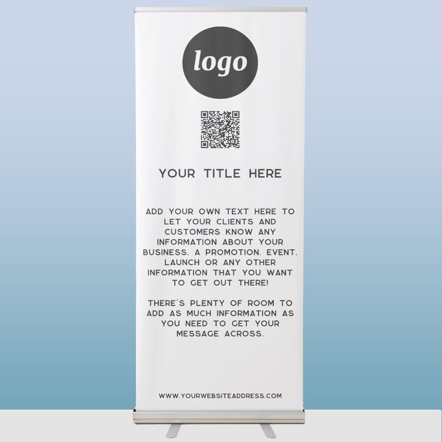 Logo Text QR Code Promotional Business Information Retractable Banner (Logo with QR code and custom text business promotional retractable banner)