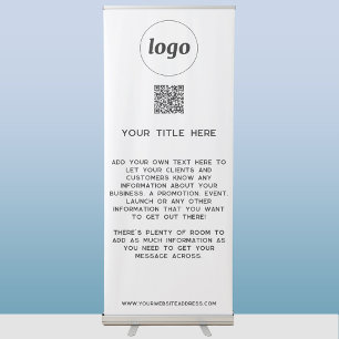 Logo Text QR Code Promotional Business Information Retractable Banner
