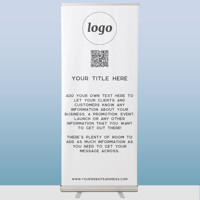 Logo Text QR Code Promotional Business Information Retractable Banner (Logo with QR code and custom text business promotional retractable banner)