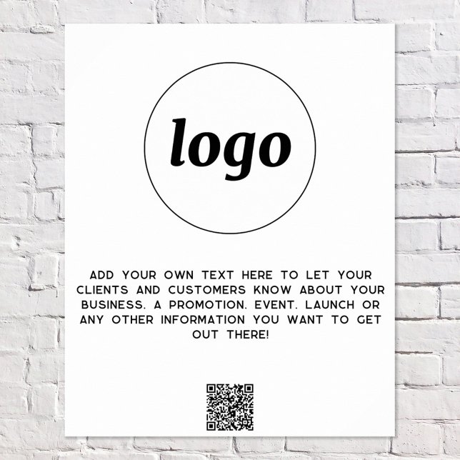 Logo Text QR Code Promotional Business Poster (Logo with custom text and QR code business promotional poster)