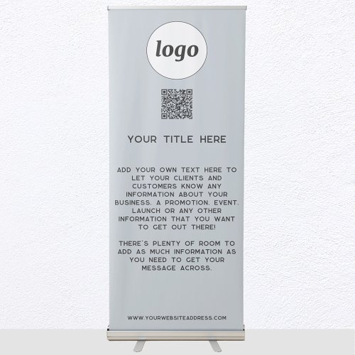 Logo Text QR Code Promotional Business Powder Blue Retractable Banner