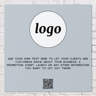 Logo Text QR Code Promotional Business Powder Blue Sign