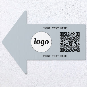 Logo Text QR Code Promotional Business Powder Blue Sign