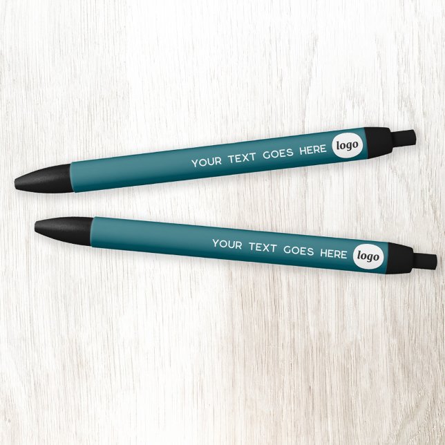 Logo Text Teal Green Business Branding Promotional Pen (Simple logo with custom text business branding promotional pen in teal green)