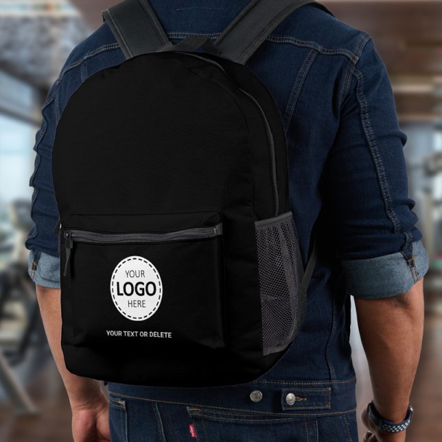 Logo & Text Upload Black  Printed Backpack (Creator Uploaded)