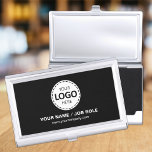 Logo & Text Upload Modern Simple Black Business Card Case<br><div class="desc">Create your own custom business card holder with our easy to use clean and modern logo upload template. Simply click 'personalize this design' to upload your company logo or crest, name and or job role, and website or contact info, and you have your own company branded business card holder. Available...</div>
