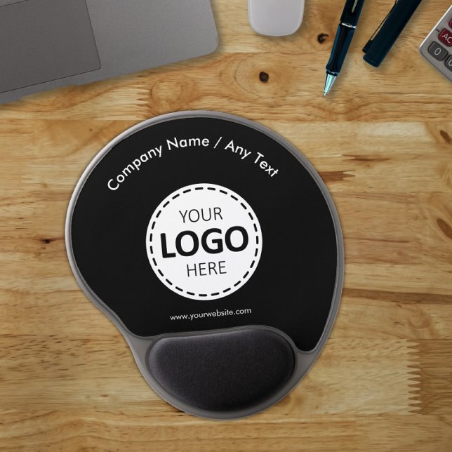 Logo & Text Upload Modern Simple Black Gel Mouse Pad (Creator Uploaded)
