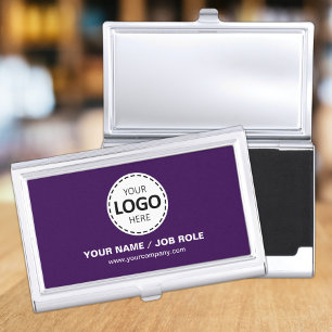 Logo & Text Upload Modern Simple Purple Business Card Case