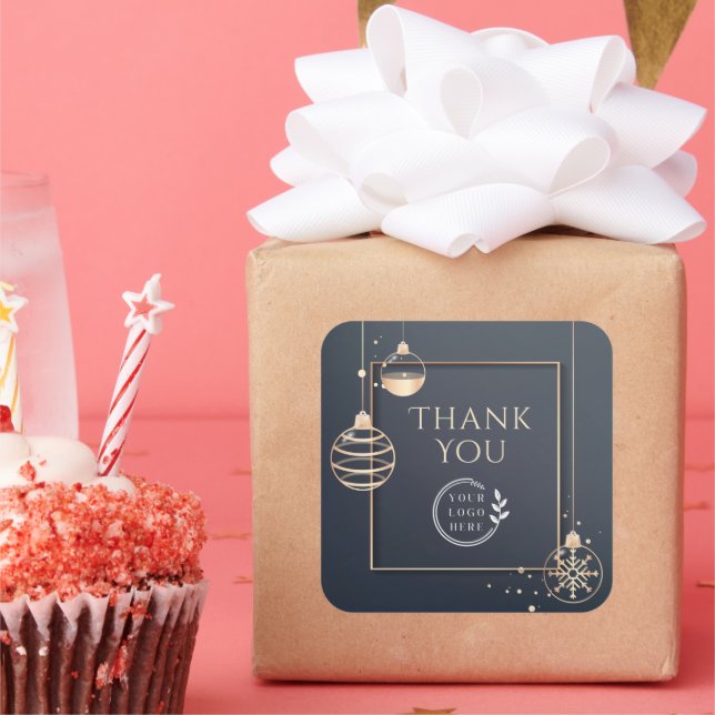 Logo Thank You Christmas Holidays Corporate Modern Square Sticker (Party)