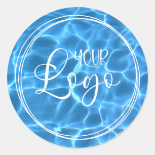 Logo Three White Rings Aqua Blue Swimming Pool Classic Round Sticker
