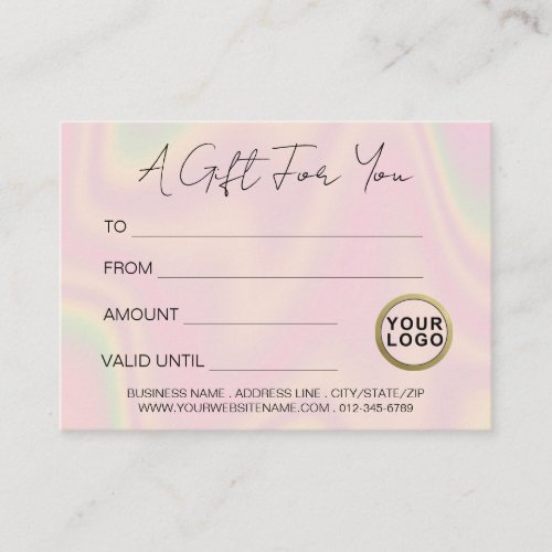 Logo Trendy Modern Holographic Gift Certificate