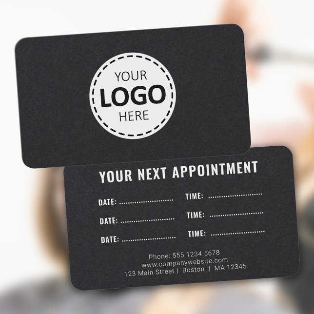 Logo Upload Modern Simple Appointment Business Card (Creator Uploaded)