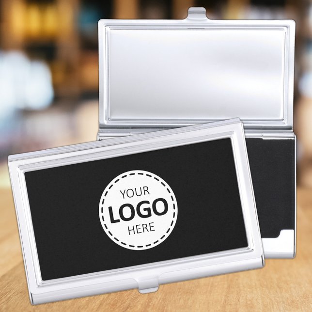 Logo Upload Modern Simple Black Business Card Case (Creator Uploaded)