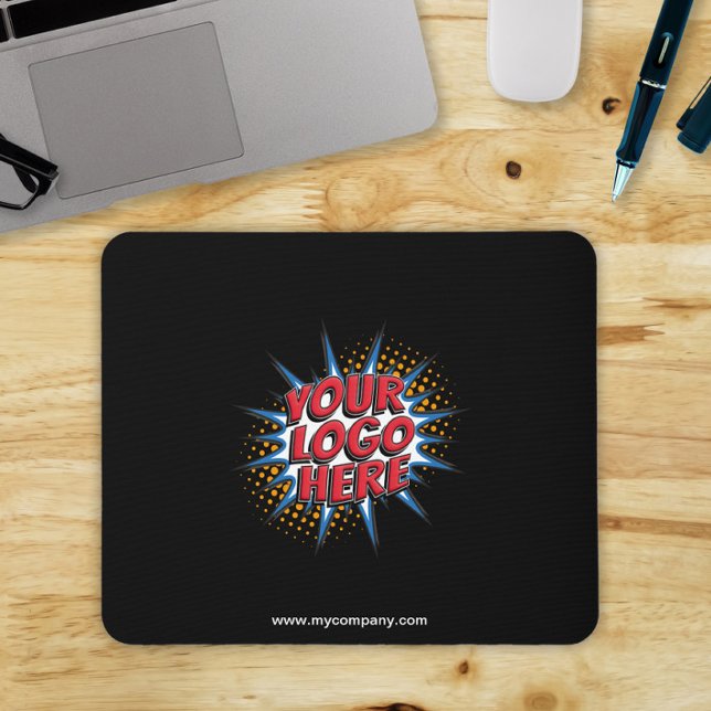 Logo Upload Modern Simple Black Mouse Pad (Creator Uploaded)