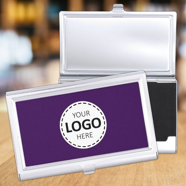 Logo Upload Modern Simple Purple Business Card Case (Creator Uploaded)
