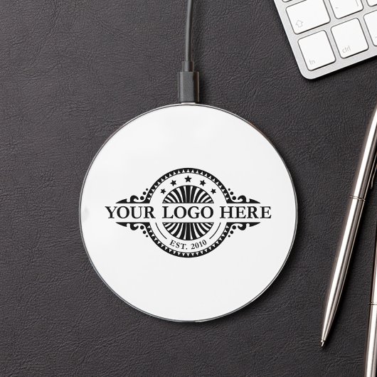 Logo Upload Modern Simple White Wireless Charger