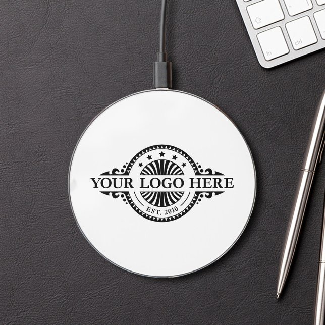 Logo Upload Modern Simple White Wireless Charger (Creator Uploaded)