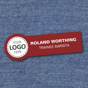Logo Upload - Red Simple Modern Staff Name Tag