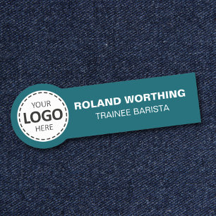 Logo Upload - Teal Simple Modern Staff Name Tag