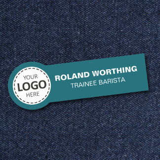Logo Upload - Teal Simple Modern Staff Name Tag
