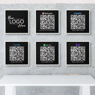 Logo Venmo Zelle CashApp PayPal Instagram QR Code Peel And Stick Photo Tile
