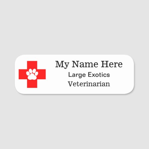 Logo Veterinarian 3 Line Text Round Corner Name Name Tag