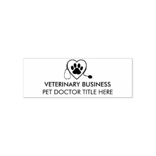 Logo Veterinarian Paw Heart Stethescope Pet Self-inking Stamp