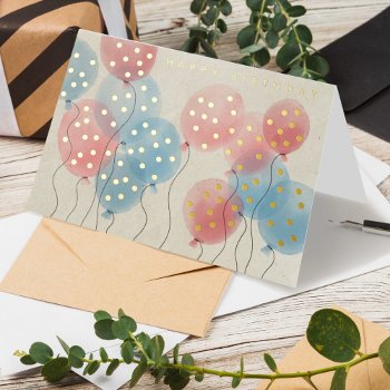 Logo Watercolor Balloons Business Happy Birthday Foil Greeting Card by pinkpinetree at Zazzle